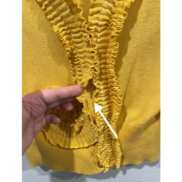 SPARROW Yellow Ruffle Cardigan - Picture 3 of 4